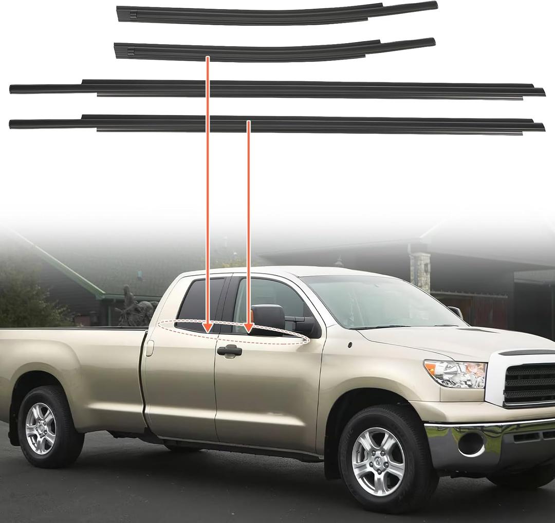 ACLONG Weatherstrip Window Seal Car Window Moulding Trim Sweep Felt Seal Kit Fit for Toyota Tundra Double Cab 2007-2019 68160-0C02068210-0C02068163-0C010 68164-0C010-4 Piece Set