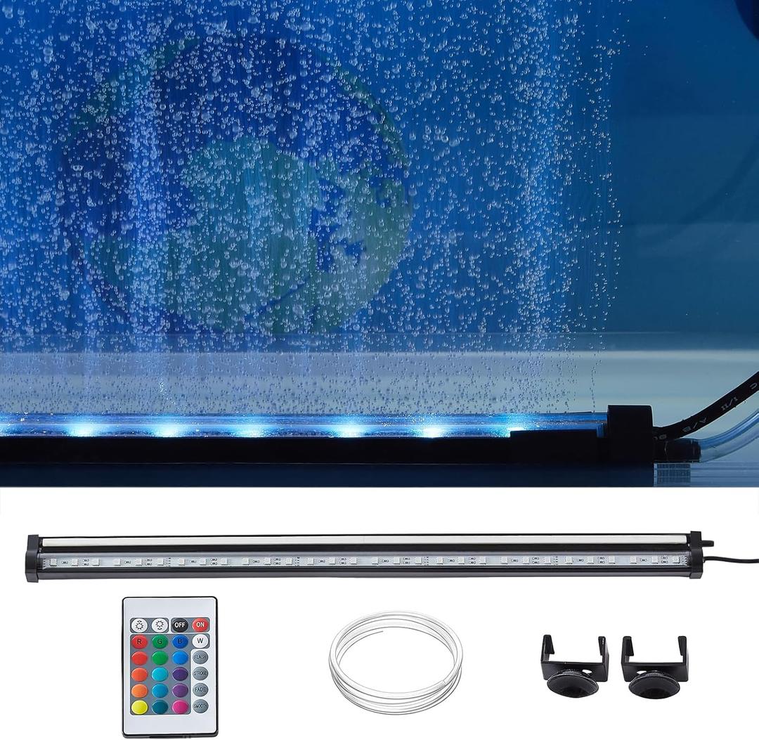 Carefree Fish Aquarium 4/8/12/16/24/40In Led Nanometer Materials Air Stone Strip  and Tube Fish Tank Oxygen Stone Bubble Wall RGB Light Waterproofing Grade IP68(Air Pumps not Included