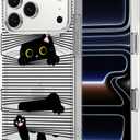 MOSNOVO for iPhone 17 Pro Max Case | Military Grade 6.6ft Drop Tested | Camera Control | Clear with Hidden Black Cat Design