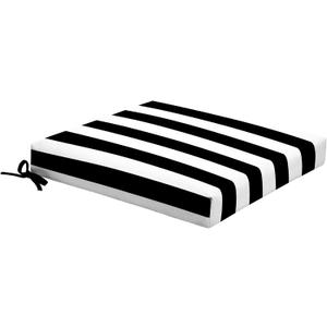 Arden Foam Outdoor Dining Seat Cushion KIt, 19 x 19, Made with ProFoam, Rain-Proof, Fade Resistant, Black Cabana Stripe