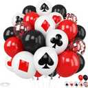 Poker Balloons, 30Pcs 12inch Casino Theme Party Balloons Black White Red Poker Card Latex Balloon Red Black Happy for Pokers Casino Night Party Supplies Pokers Birthday Decorations