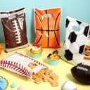 Funrous 100 Pcs Football Sports Party Favor Bags Soccer Candy Gift Plastic Goodie Treat Bags Bulk with Handles for Baseball Basketball Theme Event Gift Bag Birthday Supplies Decorations