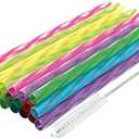Jacent Plastic Reusable Kids Straws Plus Cleaning Brush, 6 Inch: 24 Straws 3 Pack