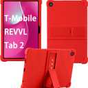 Case for T-Mobile REVVL Tab 2 Tablet 10.1 Inch 2025, Kids Friendly Soft Silicone Adjustable Stand Cover for T-Mobile REVVL Tab 2 5G 10.1" Tablets (Red)