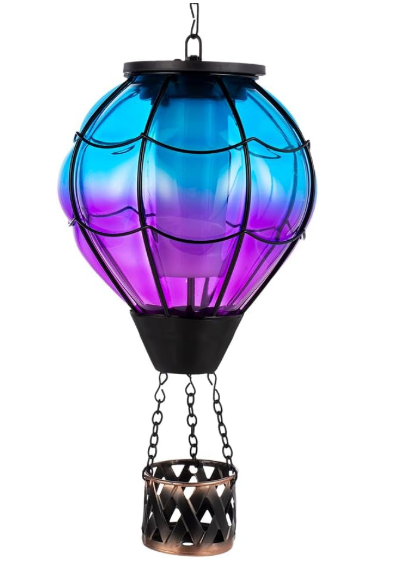 YELENEW Solar Hot Air Balloon Lantern with Flame Flickering LED Glass Hot Air Balloon Solar Lanterns Outdoor Waterproof Hanging Lights for Patio,Porch,Yard,Garden Decor Mother Day Gifts for Women