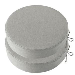 Heavyoff Outdoor Chair Cushions for Patio Furniture, Waterproof Round Patio Seat Cushions with Adjustable Straps for Garden Burgundy Sofa, Set of 2, Light Grey, 18x18x2 Inch