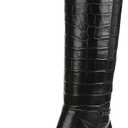 Franco Sarto Women's Sorelina Fashion Boot Black Croc Print Leather 8 M