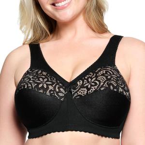 Glamorise Women's Plus Size MagicLift Cotton Support Bra Wirefree #1001 (48I, Black)