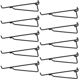 G.CORE Pegboard Shelf Hooks, 10-Pack 8" Black Peg Board Brackets, Organizer Accessories, Various Tools Storage Arrange System for Garage, Craft, Workshop, Workbench