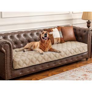 Ameritex Waterproof Dog Bed Cover Pet Blanket with Anti-Slip Back for Furniture Bed Couch Sofa (30x90 Inch (Pack of 1), Beige)