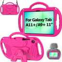 AVAWO Kids Case for Samsung Galaxy Tab A11+ Plus/A9+ Plus 11 Inch Case, with Strap, Shockproof Lightweight Handle Stand 2025/2023 Model with Lanyard, Rose