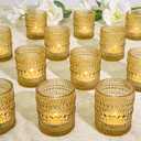 SUPMIND 24 Pcs Votive Candle Holders, Glass Holders Bulk for Table Centerpiece, Tea Lights Candle Holders for Wedding Shower, Party and Home Decor Golden