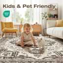 10x14 Washable Area Rugs for Living Room, Large Rug Non Slip Backing Vintage Distressed Stain Resistant Soft Low Pile Indoor Carpet for Bedroom Dining Room Kid & Pet Friendly-Dark Brown