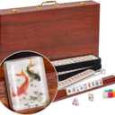 Yellow Mountain Imports American Mahjong Set, Koi Fish with Wooden Case - Four Wooden Racks, Acrylic Pushers, Wright Patterson Scoring Coins, Dice, & Wind Indicator