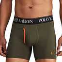 POLO RALPH LAUREN Men's 4D Flex Cooling Microfiber Boxer Briefs, Long Leg & Trunks Available, 3-Pack (Medium, Active Orange/Polo Black, Company Olive/Active Orange - 3 Pack)