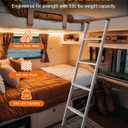 JY PERFORMANCE RV Bunk Bed Ladder, 55 Inch Anti-Slip Aluminum Bunk Ladder, Heavy Duty 330 lbs Max Capacity, Extra Wide Foot Steps, Integrated Hooks for Camper Motorhome Trailer, White