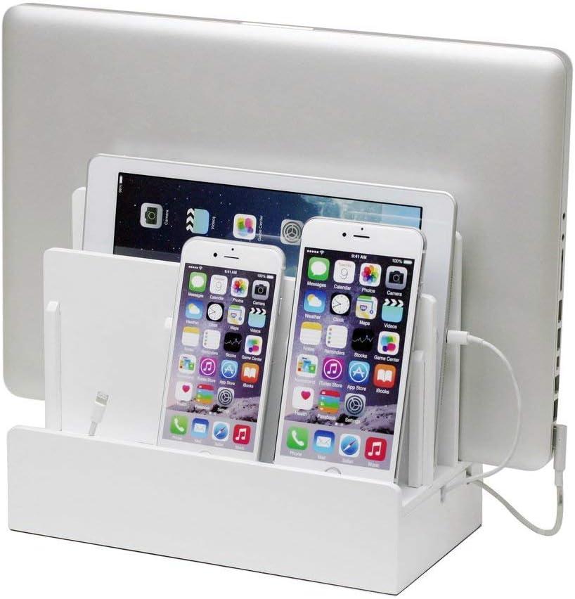 G.U.S. Multi-Device Charging Station Dock & Organizer, Tablets and Phones - Strong Build | High Gloss White
