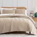 Southshore Fine Living, Inc. Oversized King Quilt Bedding Set with 2 Matching Shams, Coverlet for California/King Bedding, Soft, Lightweight Microfiber Quilt Set, Chevron Stitched, Sand