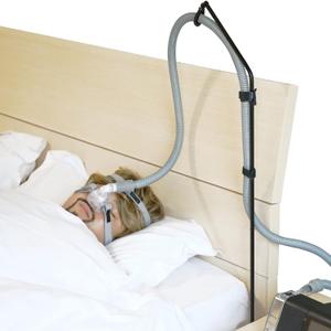 LONYEON CPAP Hose Holder - CPAP Hose Hanger for Bed Avoid Tangling and Prevent Blockage,Keeps The Air Hose Up and Away from Your Face and Arms to Make You Sleep Better,Black (Triangle Base-Height Fixed)