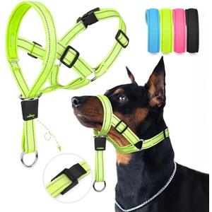 Weesiber Soft Dog Head Collar - Adjustable Dog Head Harness, Padded No Pull Head Halter Collar with Reflective Safety Strip for Training and Walking(Green,L)