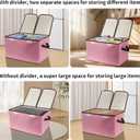 Foldable Fabric Storage Box, 16.5 x 11.8 x 9.8 inches (L x W x H), with Double-Lid & Dividers, Large Organizer for Home, Closet, Office(Pink)