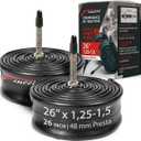 Fincci Bike Tire Tubes 26x 1.25 x 1.35 x 1.4 x 1.5 with Presta-Schrader Valve  Pair Durable 26 Inch Bike Tube - Reliable Air Retention 2X Tubes for Mountain, MTB, Road, XC, Cruiser Bikes