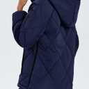 Cicy Bell Women's Quilted Puffer Pullover Jackets Oversized Half Zip Puffy Hooded Outerwear Warm Winter Coats (Large, Navy)