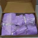 Weewooday 100 Pcs Frosted Plastic Gift Bags with Handles for Small Business Clear Shopping Bags with Cardboard Bottom,4 Sizes (Purple)
