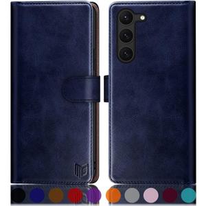 SUANPOT for Samsung Galaxy S23 5G Wallet case with RFID Blocking Credit Card Holder,Flip Book PU Leather Protective Cover Women Men for Samsung S23 Phone case Blue