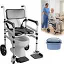Extra-Tall Rolling Shower Wheelchair,Heavy-Duty Multifunction Commode Chair