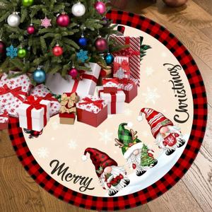 Christmas Truck Tree Skirt 48 Inch for Indoor Outdoor Decorations SHIQIXIANN Plaid Skirts Mat with Faceless Doll Design Ornaments Merry Christmas Tree Skirts Xmas Decorations Party Deco