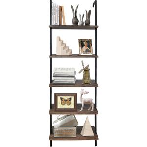 aboxoo Ladder Shelf Open Bookshelf 5-tier Wood Wall-mounted Bookcase Storage Rack Open Back Industrial Modern Plant Flower Stand Utility Organizer Bookcase Metal Frame Furniture Office Kitchen Bedroom (Brown) aboxoo Ladder Shelf Open Bookshelf 5-tier Wood Wall-mounted Bookcase Storage Rack Open Back Industrial Modern Plant Flower Stand Utility Organizer Bookcase Metal Frame Furniture Office Kitchen Bedroom (Brown)