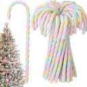 Kathfly 50 Pcs Pastel Christmas Candy Cane Ornament Plastic Christmas Tree Hanging Decor Twisted Crutch Candy Canes for Home Xmas Tree Holiday Party Gift Decoration (Pastel Color)