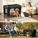 Feandrea Collapsible Dog Crate, Portable Oxford Fabric Pet Travel Crate with 4 Mesh Doors, Handles, Pocket, 36 Inches, for Large Dogs, Ink Black and Dove Gray UPDC029BH01 XL (36"L x 25"W x 25"H)