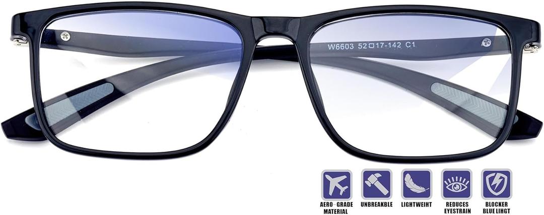 Distance Nearsighted Glasses For Men,Near Sighted Vision Driving Women Eyeglasses, See Farsighted Myopia TR90 Frame (Black + Grey)