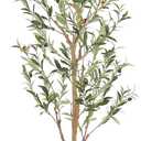 Faux Olive Tree 7ft Olive Trees Artificial Indoor with Natural Wood Trunk and Realistic Leaves and Fruits. 7 Feet(84in) Fake Olive Tree for Home House Office Decor.