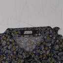 JOGAL Mens 70s Floral Dress Shirt Long Sleeve Printed Casual Button Down Shirts (Large, Navy Yellow)