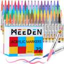 MEEDEN Acrylic Paint Marker Brush Tip: 72 Colors Large Capacity Acrylic Markers with Automatic Ink Control for DIY Art Crafts - Waterproof Paint Pens for Rock, Wood, Glass, Fabric, Ceramic, Metal