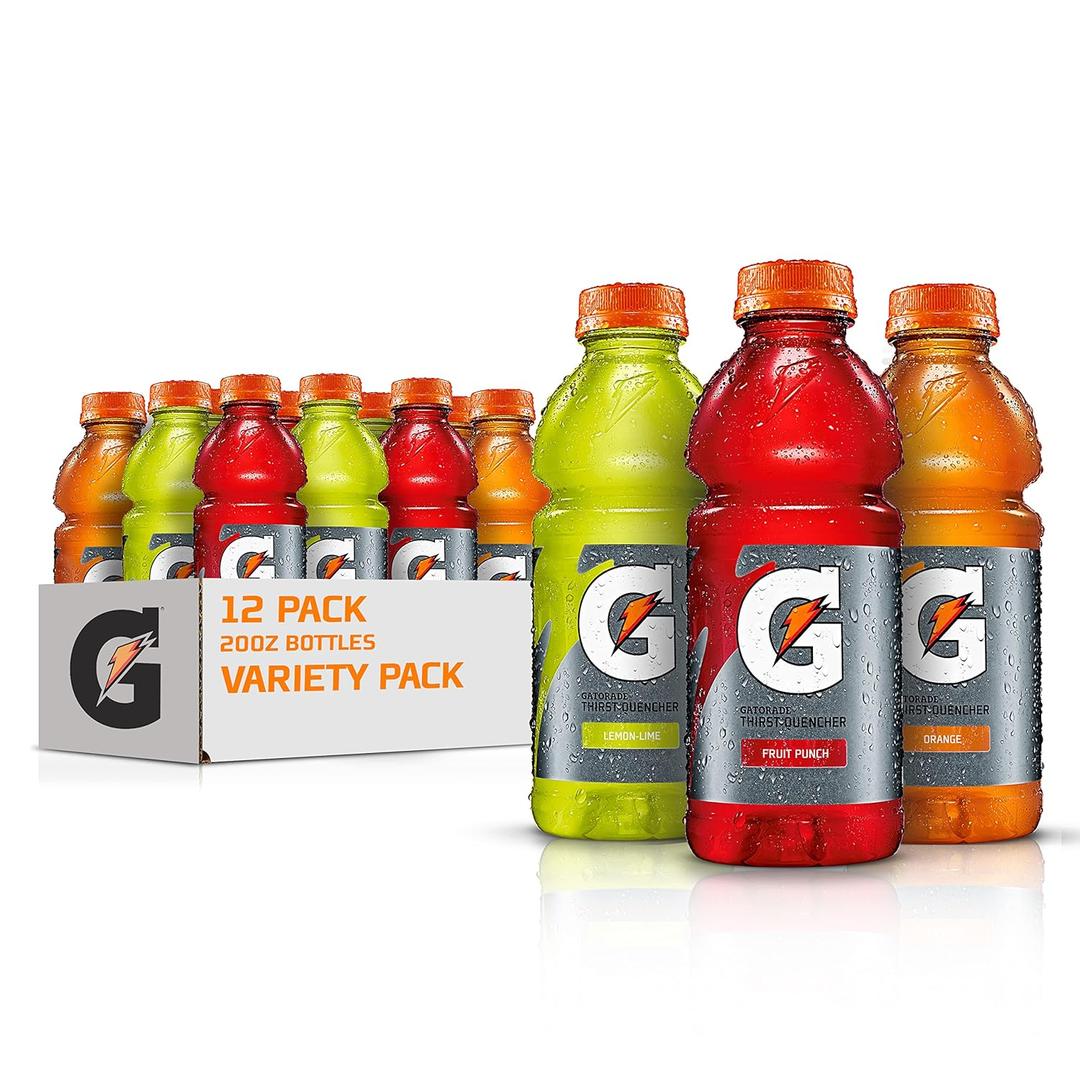 Gatorade Thirst Quencher Sports Drink, Variety Pack, 20oz Bottles, 12 Pack, Electrolytes for Rehydration, BBD 8/16/2026