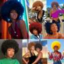 Short Kinky Curly Afro Wig with Bangs Glueless for Black Women Men 70s Disco Bouncy Fluffy Puff Synthetic Heat Resistant Natural Looking Hair for Party Cosplay Daily Use