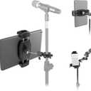 Kereal Tablet Holder for Mic Stand with 360 Ball Head and 3/8 to 1/4 Adapter, Microphone Stand Music Stand Tablet Phone Holder for Tripod, Fit for All 4.7 to 12.9 iPhone, Ipad, Andriod Smartphone