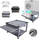 Washer and Dryer Pedestal with Pullout-Shelf - 24" W, 18" H, Gray Steel Universal Fit with Major Brands | Laundry Pedestal with Drain Pan & Hose | Washer Stand for Back Pain Relief, 800 lbs Capacity