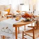 Breling Thanksgiving Fall Pumpkin Table Runner Thanksgiving Pumpkin Rectangle Table Runner Fall Autumn Harvest Decoration for Kitchen Dining Home Dinner Party 13x72 Inch(White)