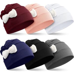 6 Pcs Polyester Chemo Turban Headwear Soft Cancer Headwear Elastic Chemo Hats for Women Head Scarf with Hair Loss