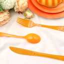 150 Pcs Orange Plastic Silverware, Orange Plastic Cutlery Disposable Includes 50 Forks, 50 Spoons, 50 Knives for Baby Shower, Birthday, Party, Holiday