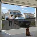 200'' Extra Wide Retractable Baby Gates for Large Opening, 42" Tall Retractable Dog Pet Gate with Support Rods, Long Mesh Screen Child Safety Gate for Garage Doorways Deck Stairs Yard Outdoor Indoor