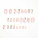 2 x 24Pcs Flower Press on Nails Short Square Fake Nails with Design White French Tip Spring Summer Glossy Glue on Nails Full Cover Colorful Floral False Nails Acrylic Nails for Women Girls Manicure