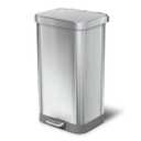 Glad Stainless Steel Step Garbage Can with Clorox Odor Protection | Large Metal Kitchen Garbage Bin with Soft Close Lid, Foot Pedal and Waste Bag Roll Holder, 20 Gallon, All Stainless