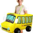 Simgoing Happy School Bus Driver Day Inflatable School Bus Costume 3D Car Costume for Adult's Dress up Role Play Birthday Party for 5'3" to 6'1" Tall