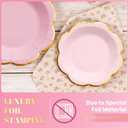 Pink Paper Plates and Napkins Party Supplies for 24 Guest, 168Pcs Pink Scalloped Mother's Day Party Plate with Gold Rim, Pink Disposable Plates Set for Girls Birthday Party Baby Shower Gender Reveal